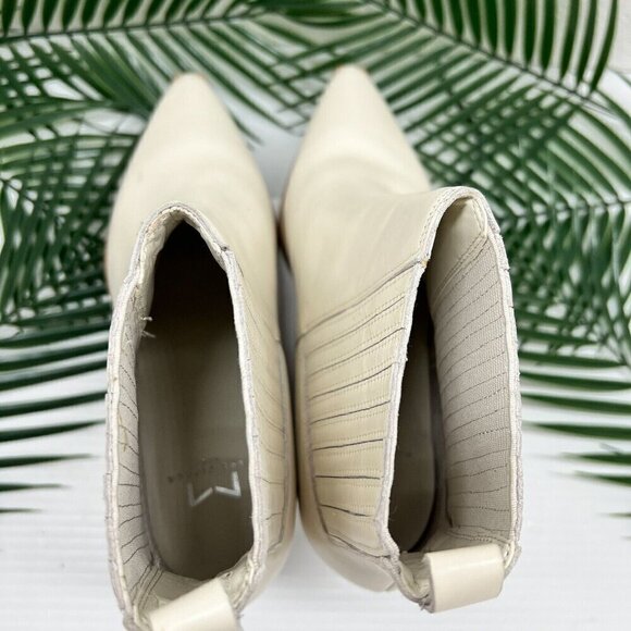 Marc Fisher Yarita White Leather Pointed Toe Low Heel Ankle Boots Size 6M - Picture 8 of 12